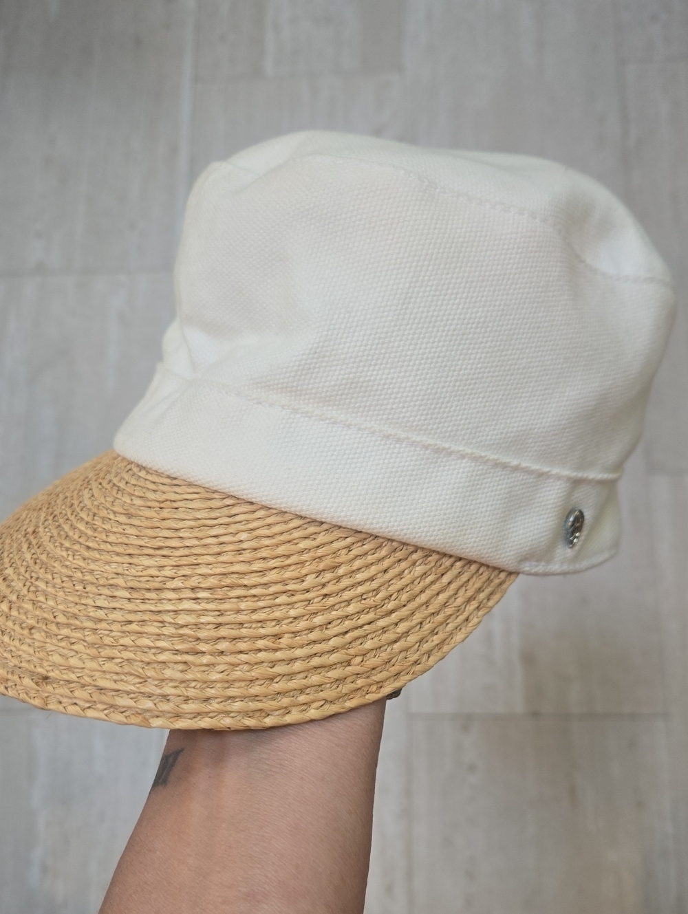 Helen Kaminski Australia Cotton Woven/Raffia Brim Hat